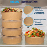 Ruthy's Outlet Kraft Salad Bowls W/Clear Lids - Disposable Paper Salad Containers, Eco-Friendly | Leak-Resistant | Microwave Safe - Ideal for Meal