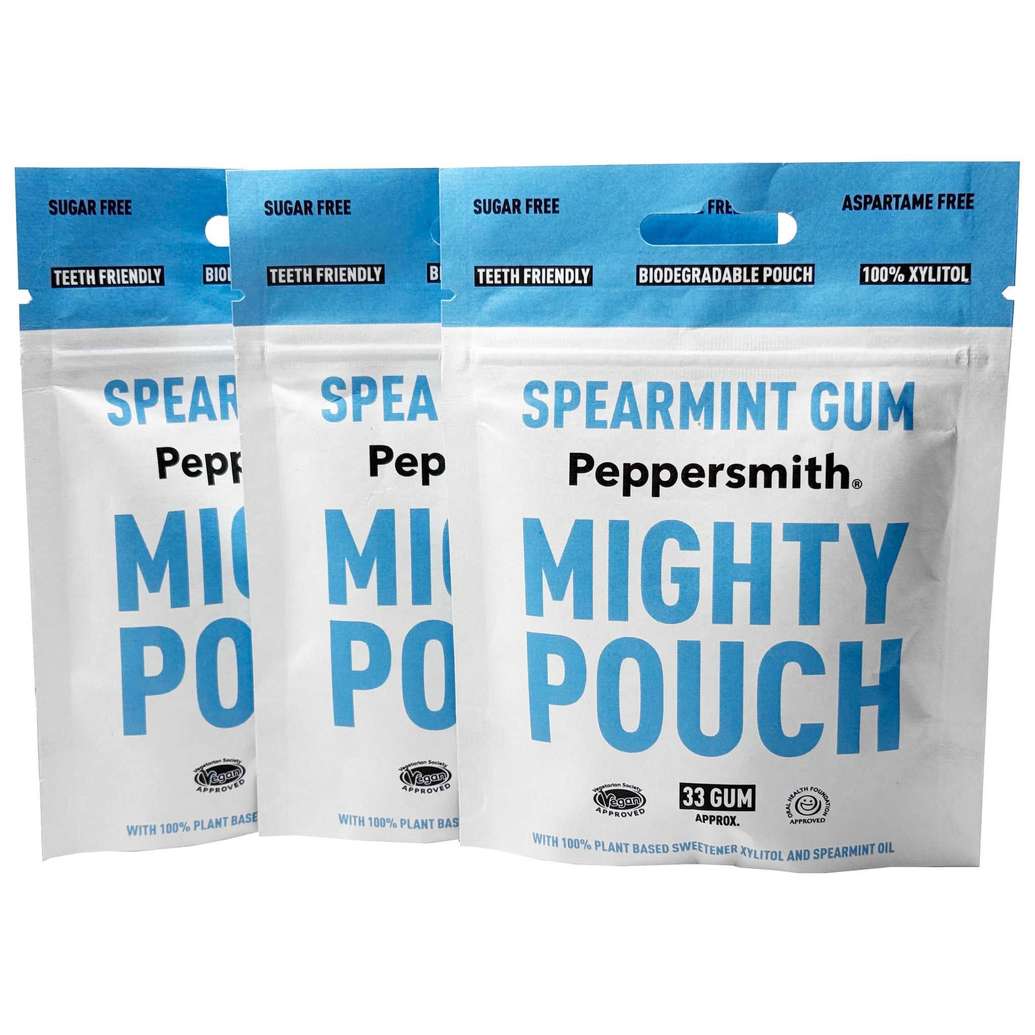 Peppersmith Mighty Box Spearmint Gums 50g (33 Pieces) Pack of 3