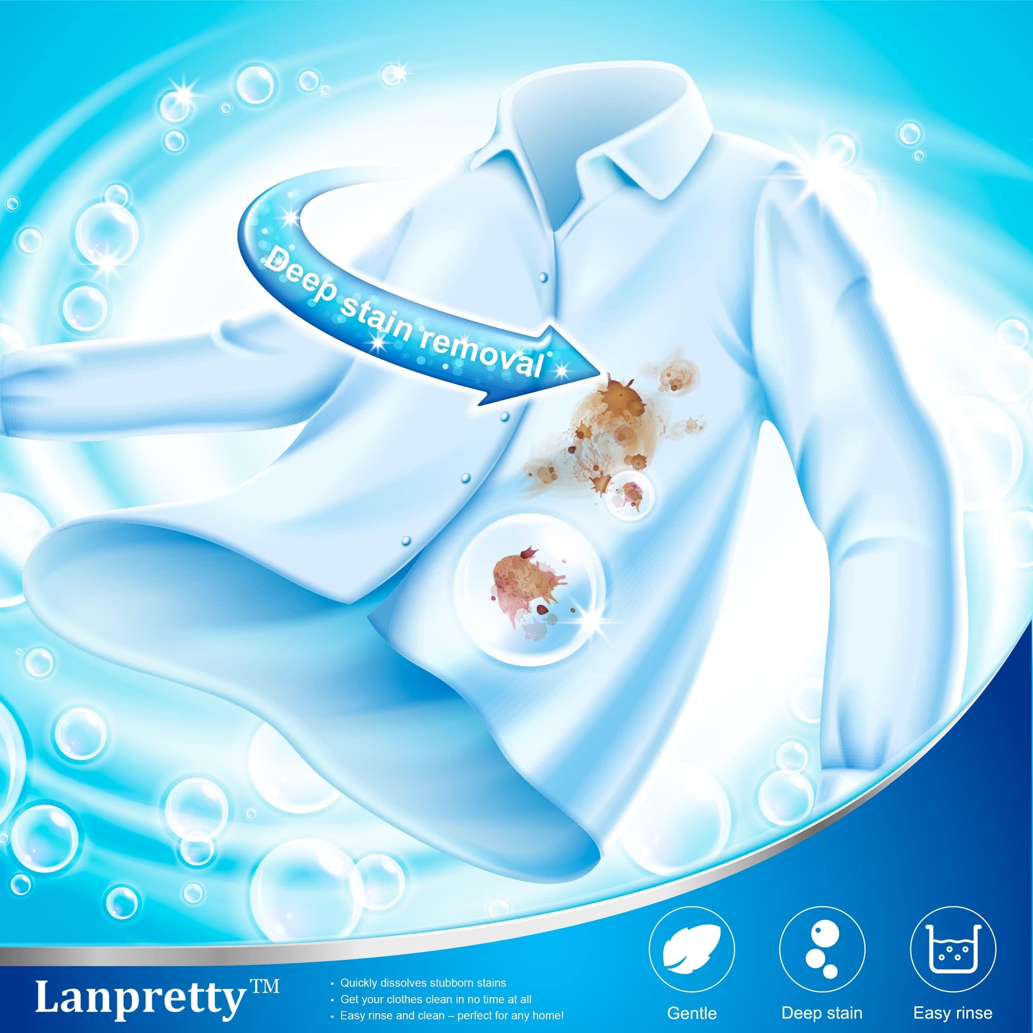 Lanpretty Travel Laundry Detergent Liquid Packets (60 Pack) | Hand Washing Detergent for Sink Use | Pack of 60