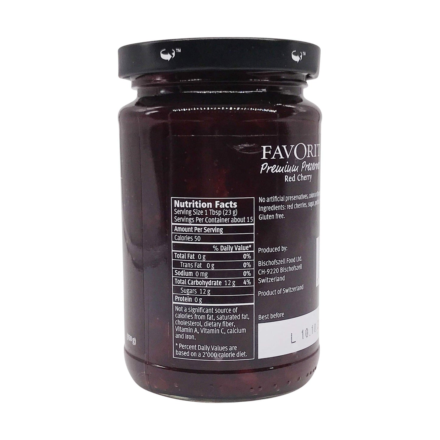 Favorit Red Cherry Preserve - Premium Fruit Preserve with Sweet & Tart Flavor | Perfect for Breakfast & Baking | 12.3 oz Jar