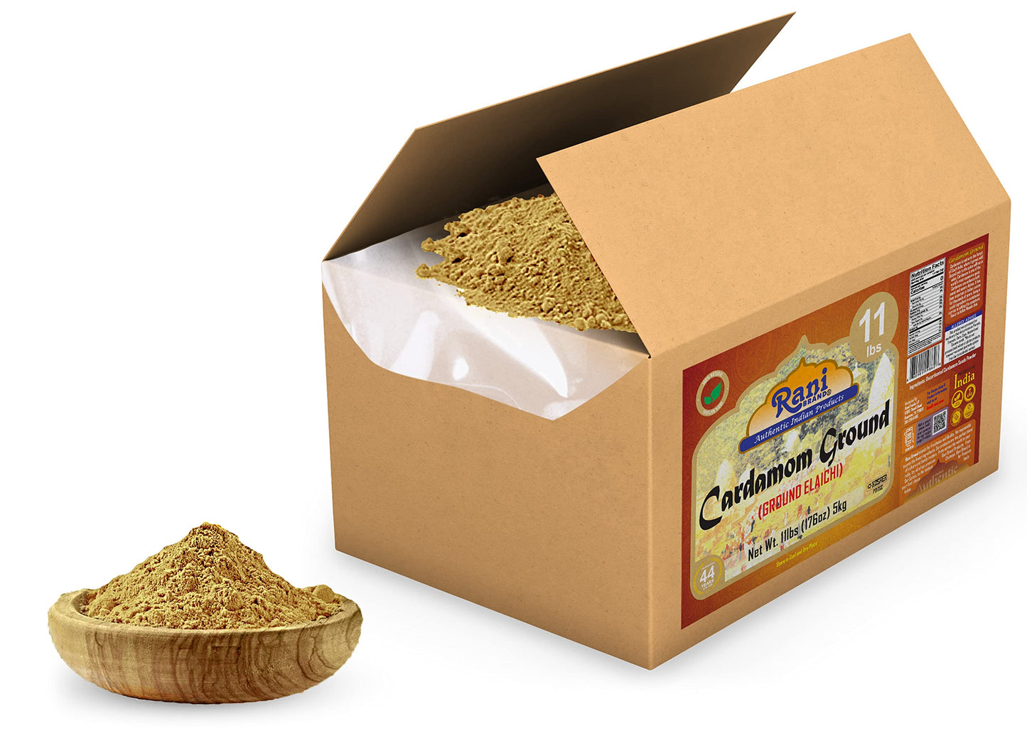 Rani Cardamom (Elachi) Ground, Powder Indian Spice 176oz (11lbs) 5kg Bulk Box ~ All Natural | No Color Added | Gluten Friendly | Vegan | NON-GMO |
