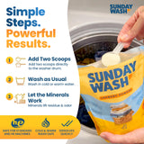 Sunday Wash Natural Laundry Detergent Powder | Mineral Based, All Natural, Fragrance Free Household | Mineral Powered Deep Clean, Powder Laundry