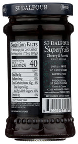 St. Dalfour Superfruits Cherry & Acerola Fruit Spread - 6 oz - 100% from Fruit, Gluten-Free, No Artificial Ingredients, Non-GMO, All Natural, Made in