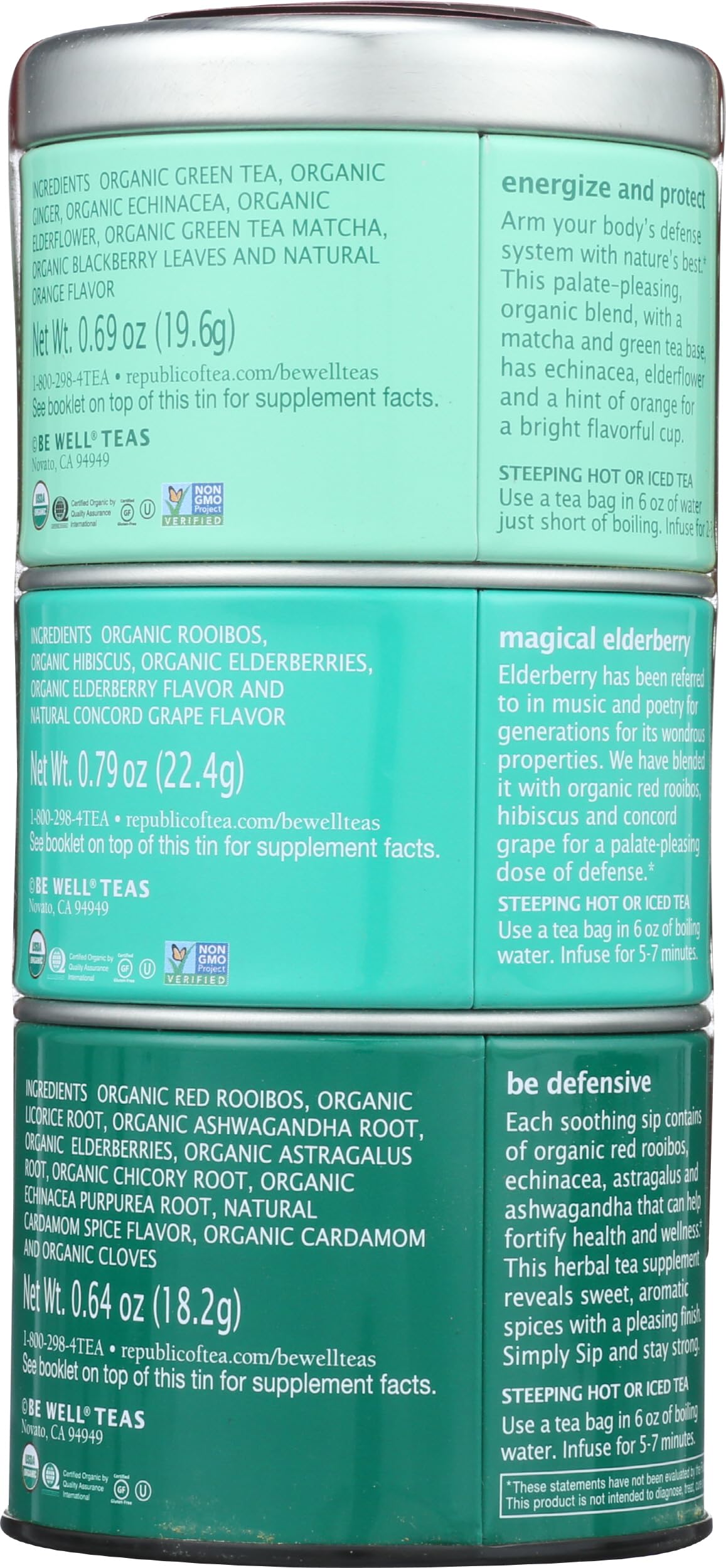 The Republic of Tea: Wellness Stackable Tin Herbal Tea, 42 Tea Bags