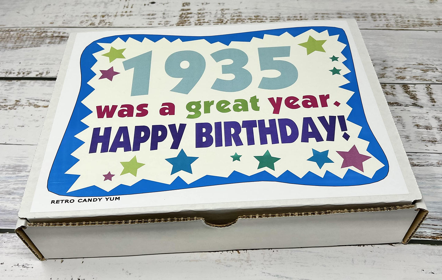 RETRO CANDY YUM ~ 1935 91st Birthday Gift Box of Nostalgic Retro Candy Mix from Childhood for 91 Year Old Man or Woman Born 1935