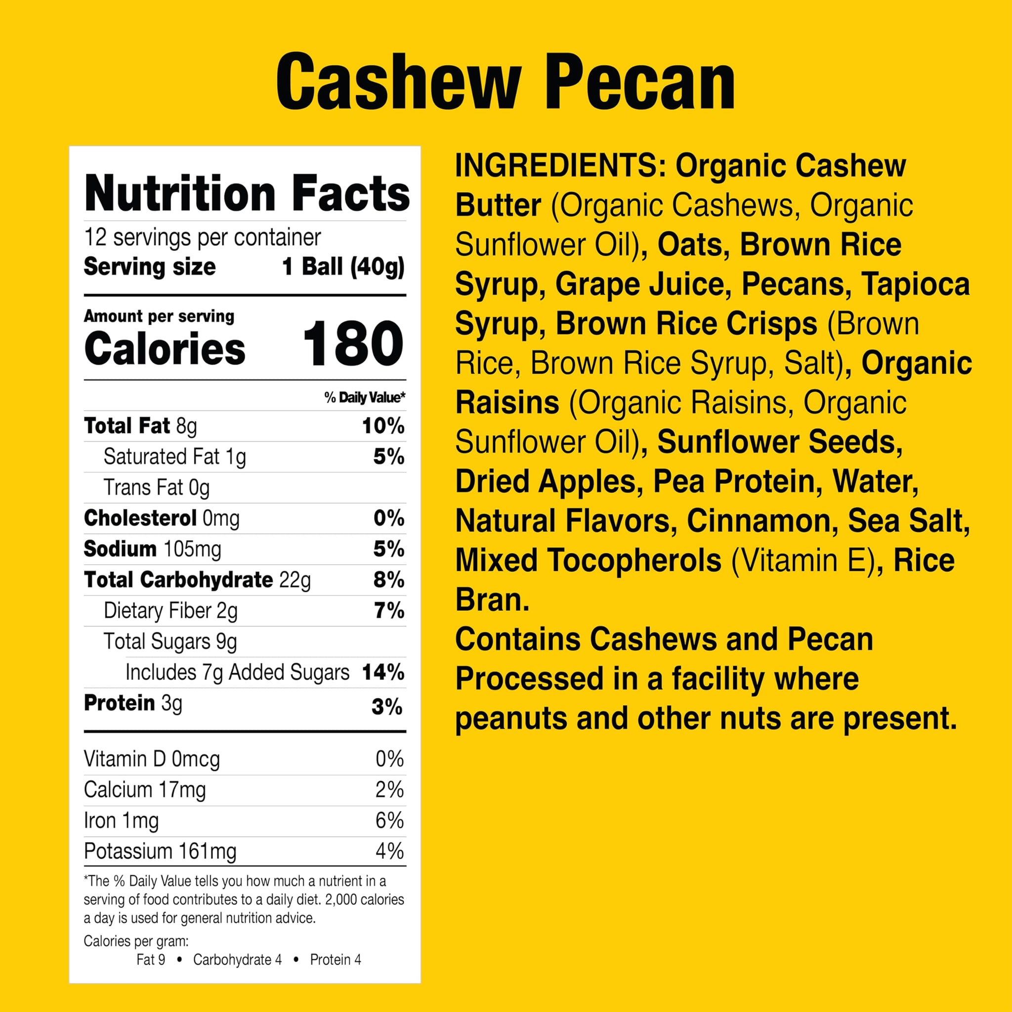 Betty Lou's Cashew Pecan Energy Balls, Healthy Vegan Energy Bites, Non GMO, High Fiber, No Refined Sugars, Gluten Free Dairy Free Snacks, Individually