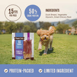 Waggin' Train Duck Jerky Dog Treats for Dogs with Sensitive Stomachs, Made with 100% Real Duck Breasts, Three All-Natural Ingredients, High Protein