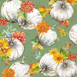 IHR Ideal Home Range Party Napkins Disposable 3-Ply Paper Lunch Napkin Pack, 6.5" x 6.5", Cucurbita and Flowers, 20-Count