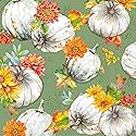 IHR Ideal Home Range Party Napkins Disposable 3-Ply Paper Lunch Napkin Pack, 6.5" x 6.5", Cucurbita and Flowers, 20-Count