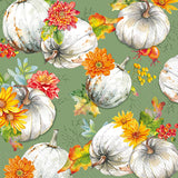 IHR Ideal Home Range Party Napkins Disposable 3-Ply Paper Lunch Napkin Pack, 6.5" x 6.5", Cucurbita and Flowers, 20-Count