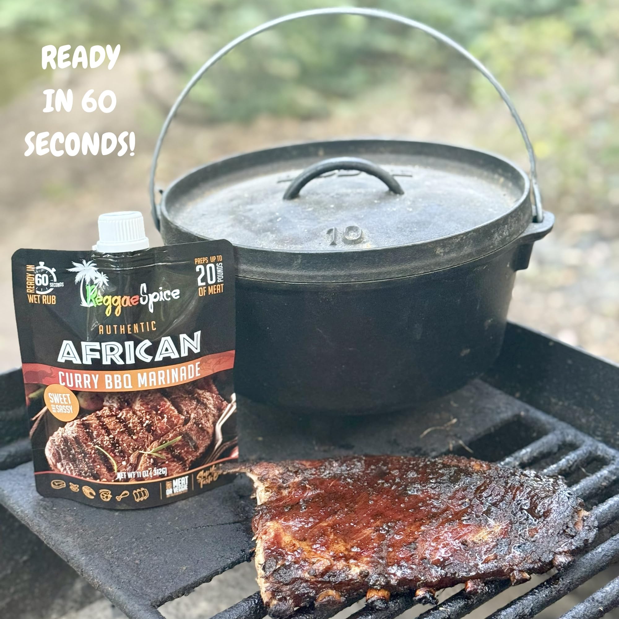 Reggae Spice African Curry BBQ Marinade | 60-Second Authentic Wet Rub Seasoning Sauce for Cooking Meats | Gluten Free, Vegan, and Keto Friendly | 11