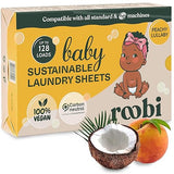 Roobi Baby Laundry Detergent Sheets. Specially Formulated for Sensitive Skin. Newborns, Infants & Toddlers Clothes. Peachy Lullaby Scent. Up to 128
