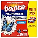 Bounce Mega Dryer Sheets, Fresh Breeze, 130 Count, Mega Fabric Softener Sheets with Static Control, Wrinkle Reduction, Extra Softness, Lasting Scent