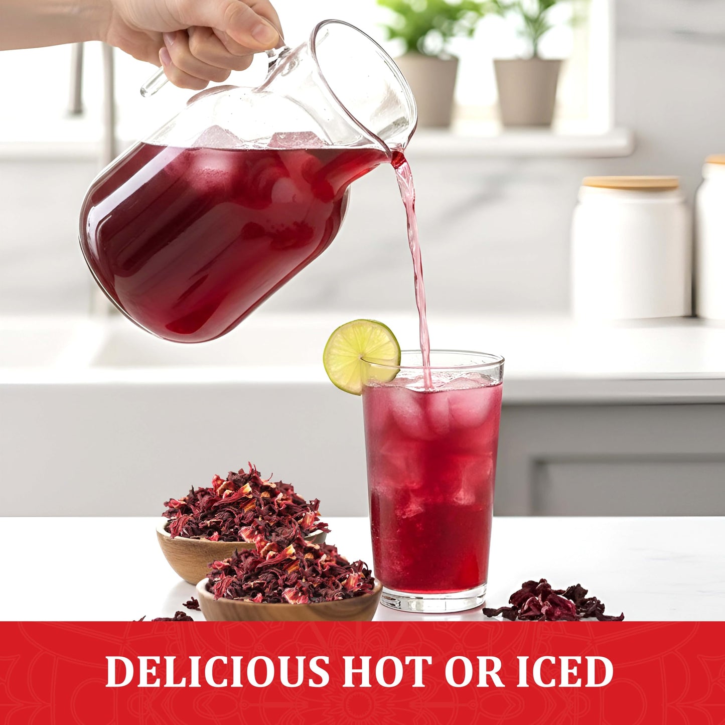 Dried Whole Hibiscus Flowers -5 oz, Flor de Jamaica, Sorrel Flower, Zobo Flower, Flor De Jamaica Secas, Non-GMO, Caffeine-Free. Perfect for Mexican