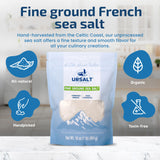 URSALT Fine Ground French Sea Salt - Hand-Harvested Sel Gris from France (1lb) - 82+ Mineral-Rich, 100% Natural & Unrefined, Organic Gourmet Salt