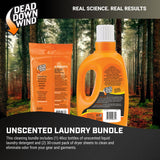 DEAD DOWN WIND Unscented Laundry Detergent Combo (40oz Liquid Detergent & 1-30ct Dryer Sheet) - Hunting Scent Control - Durable Hunting Scent