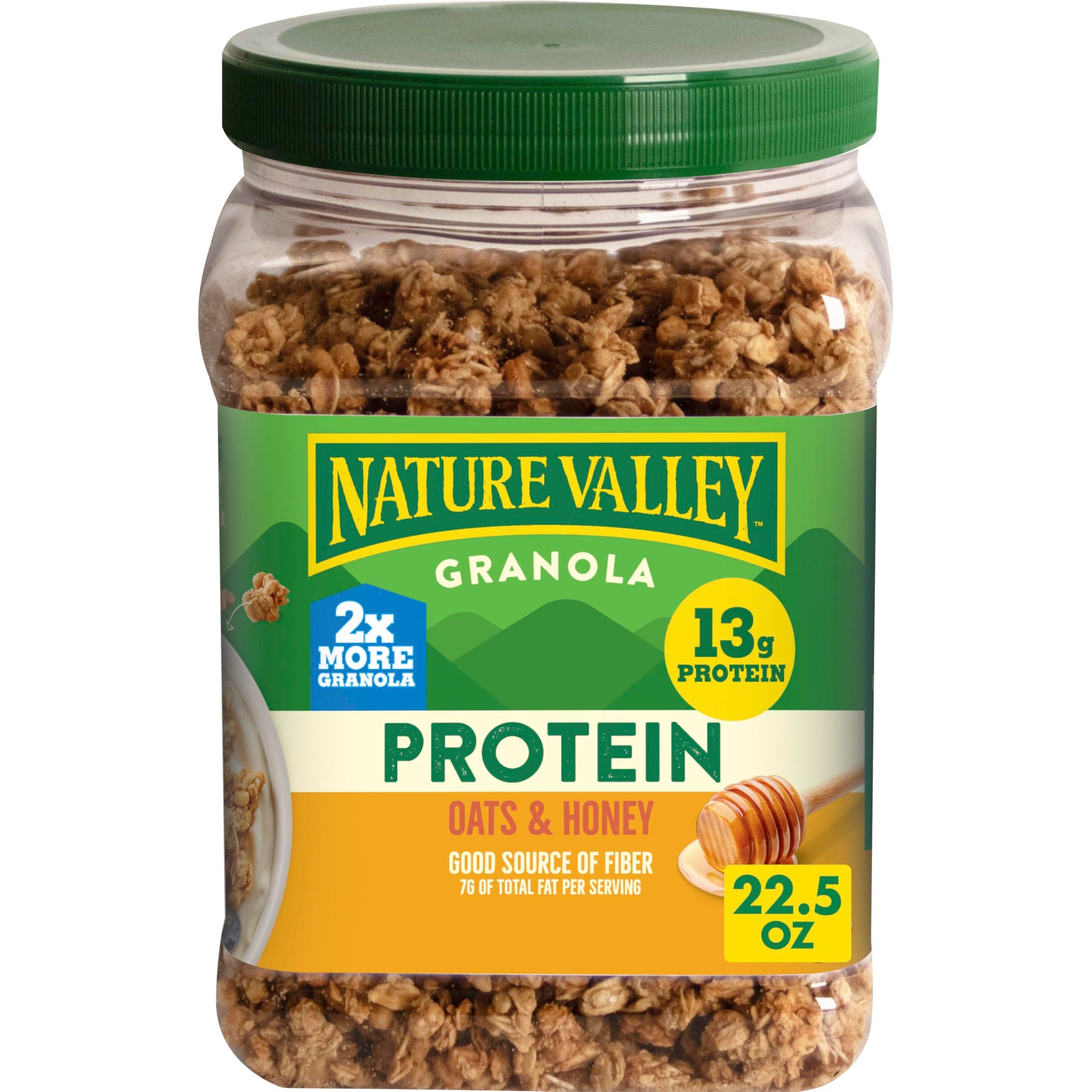 Nature Valley Protein Granola, Oats and Honey, Resealable Tub, 22.5 oz