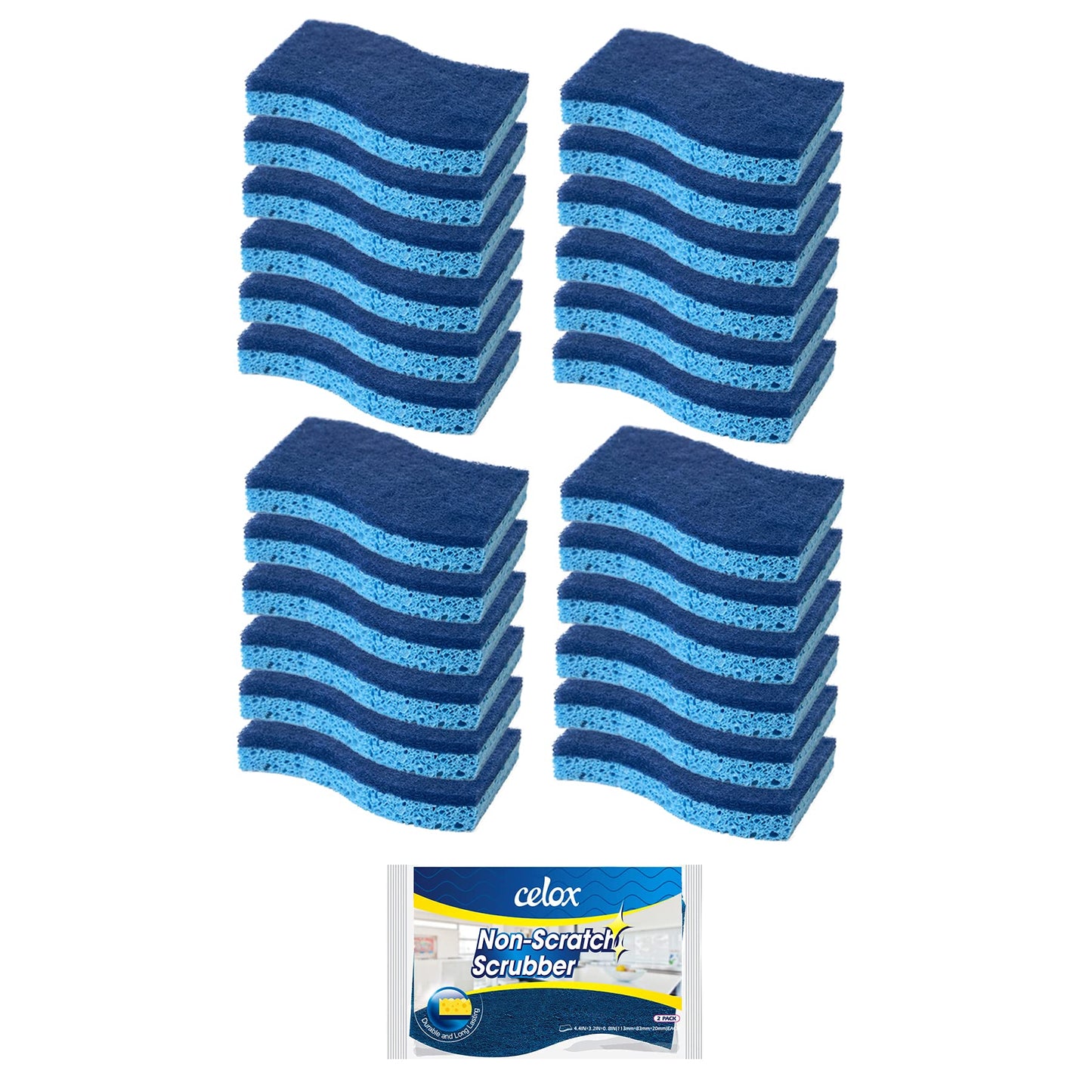 CELOX 24 Pack Non-Scratch Dish Sponge, Dual Sided Kitchen Sponges for Dishes, Long Lasting Dishwashing Household Cleaning Sponges for Kitchen, Easy