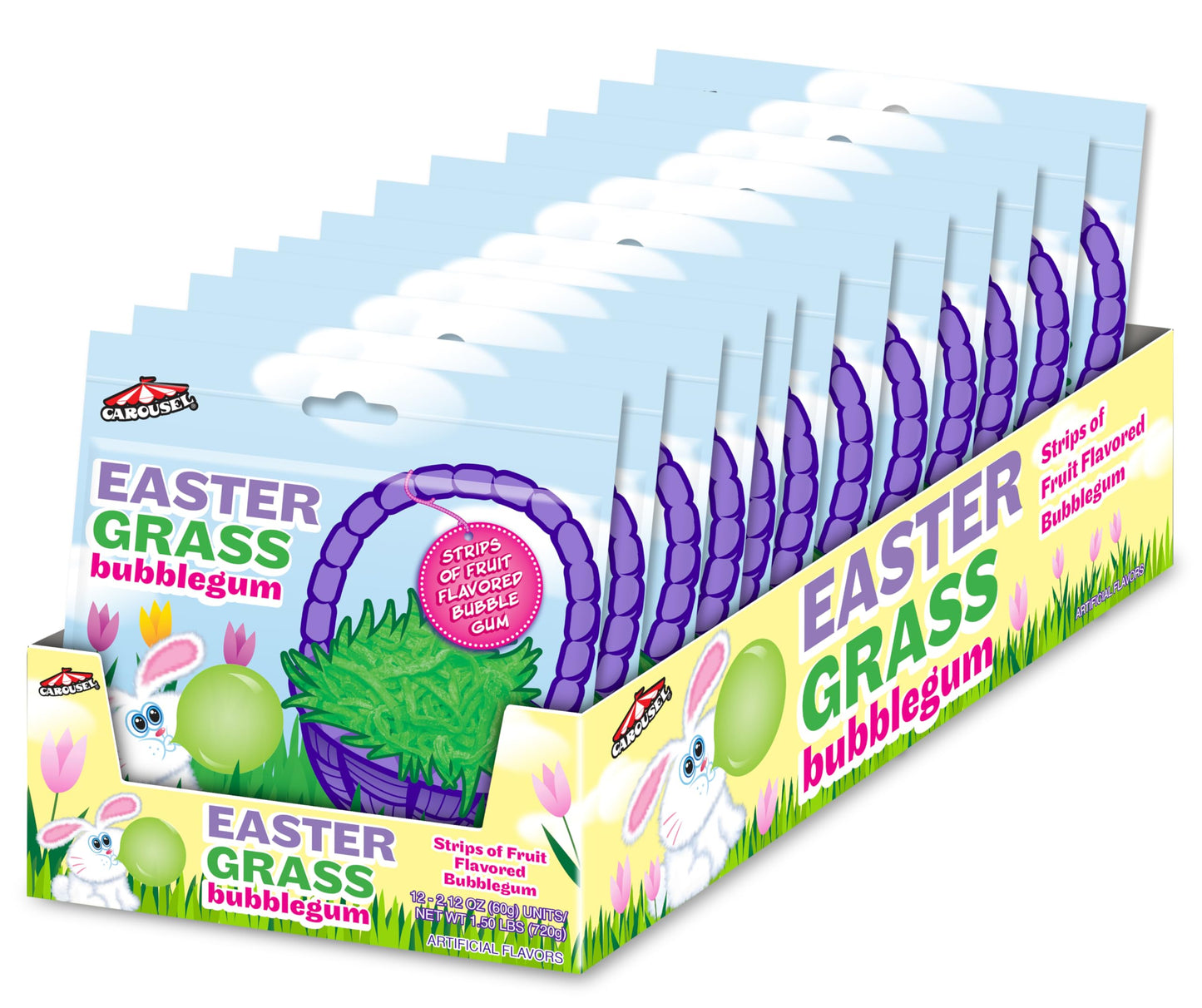 Easter Grass Bubble Gum + For Games, Concessions, Picnics & Parties (12 Packs)