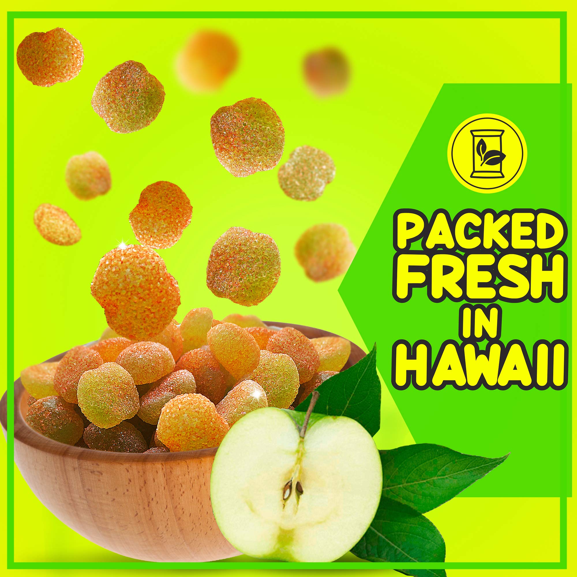 Asia Trans Sour Apple Gummies with Li Hing Mui Plum Powder | Hawaiian Favorite | Sweet & Sour Soft Gummy Candy 12oz