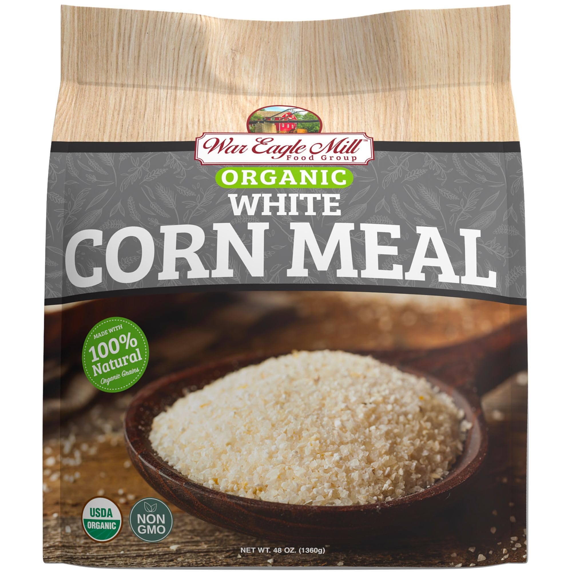 War Eagle Mill Organic White Cornmeal, 48 oz Bag (2 Pack)