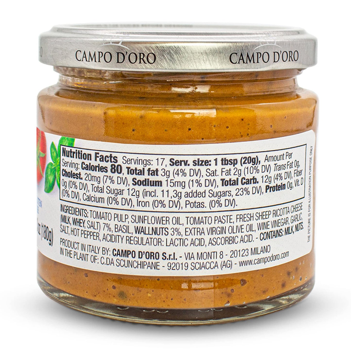CAMPO D'ORO - Red Pesto Sauce with Fresh Ricotta Cheese 6.35 oz (180g)
