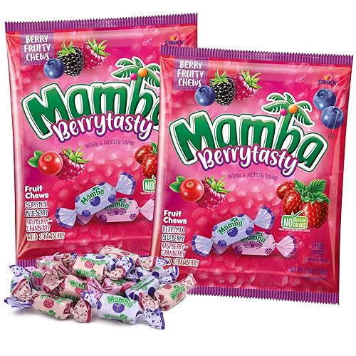 Mamba Berry Tasty Fruit Chews, Individually Wrapped Candies, Bowl Filler Treats, 7.05 Ounces (Pack of 2)
