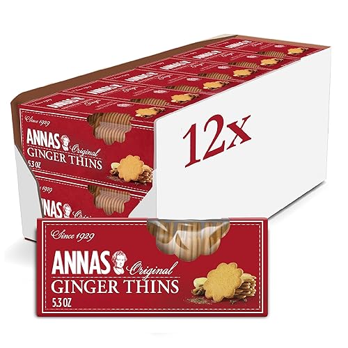 Annas Thins - Ginger Pepparkakor - 5.25 Ounce (Pack of 12) non GMO + Vegan
