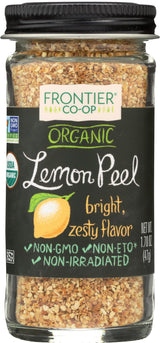 Frontier Co-op Organic Lemon Peel, 1.70-Ounce Jar, Bright Zesty Lemon Peel for Tea, Baking, Marinades & Rubs