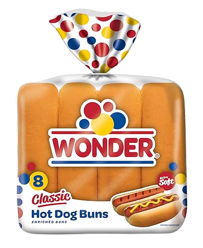 Wonder Bread Classic Hot Dog Buns, White Bread Hot Dog Buns, 8 Count