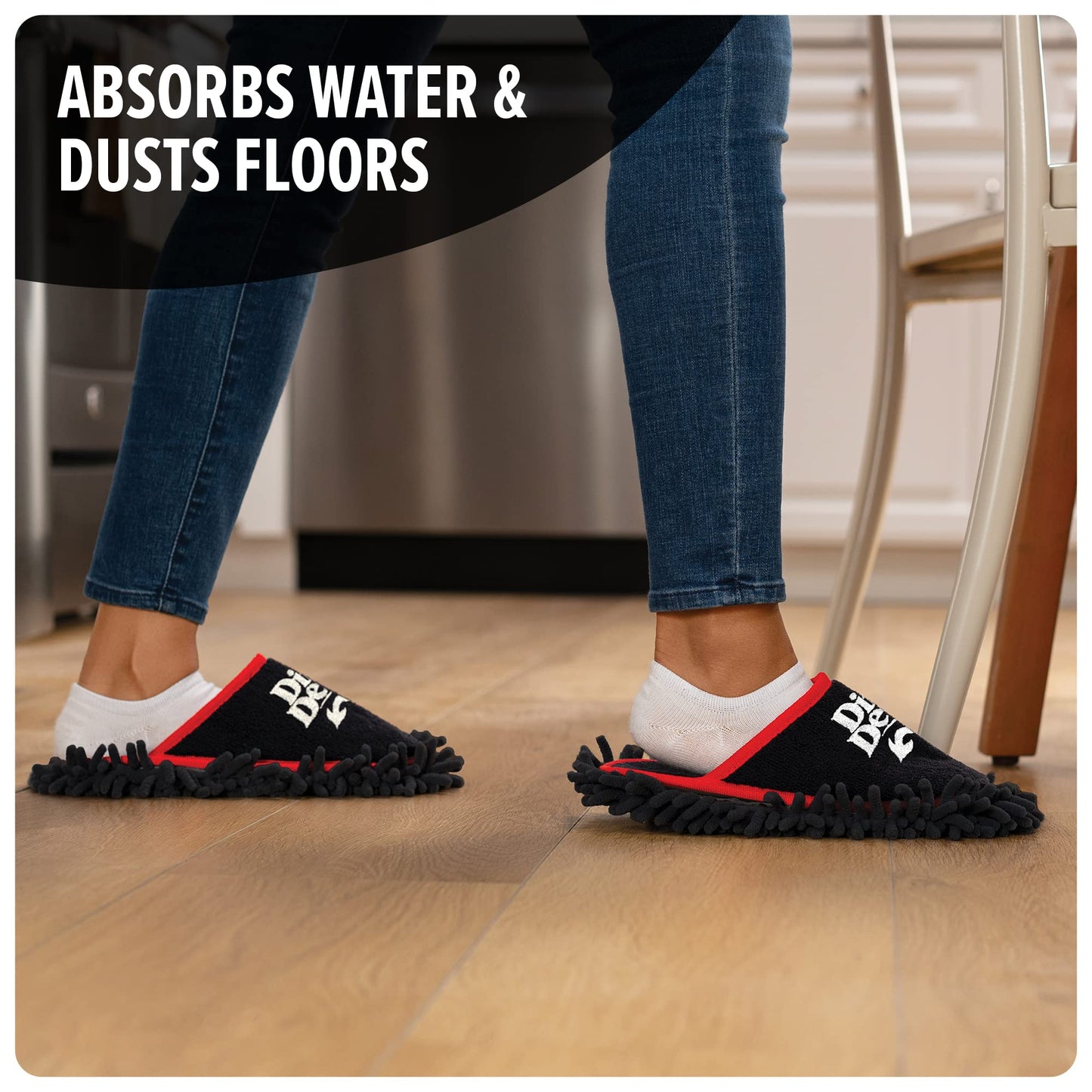 Dirt Devil Cleaning Slippers, Detachable and Washable Microfiber Dusting Shoes, For Hard Floors and Baseboards, Mop Slippers for Floor Cleaning