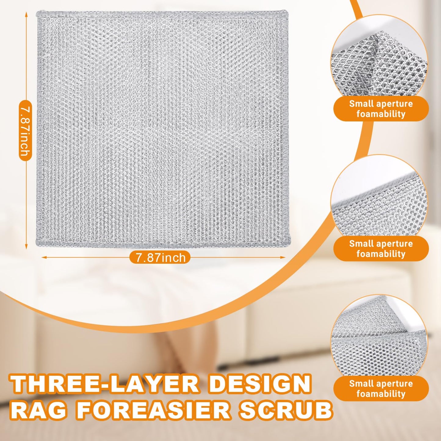 20 Pcs New Upgrade 3-Layer Metal Dish Cloth, No Scratches Wire Cleaning Cloth , Reusable Multipurpose Wire Dishwashing Rag for Kitchen Cleaning