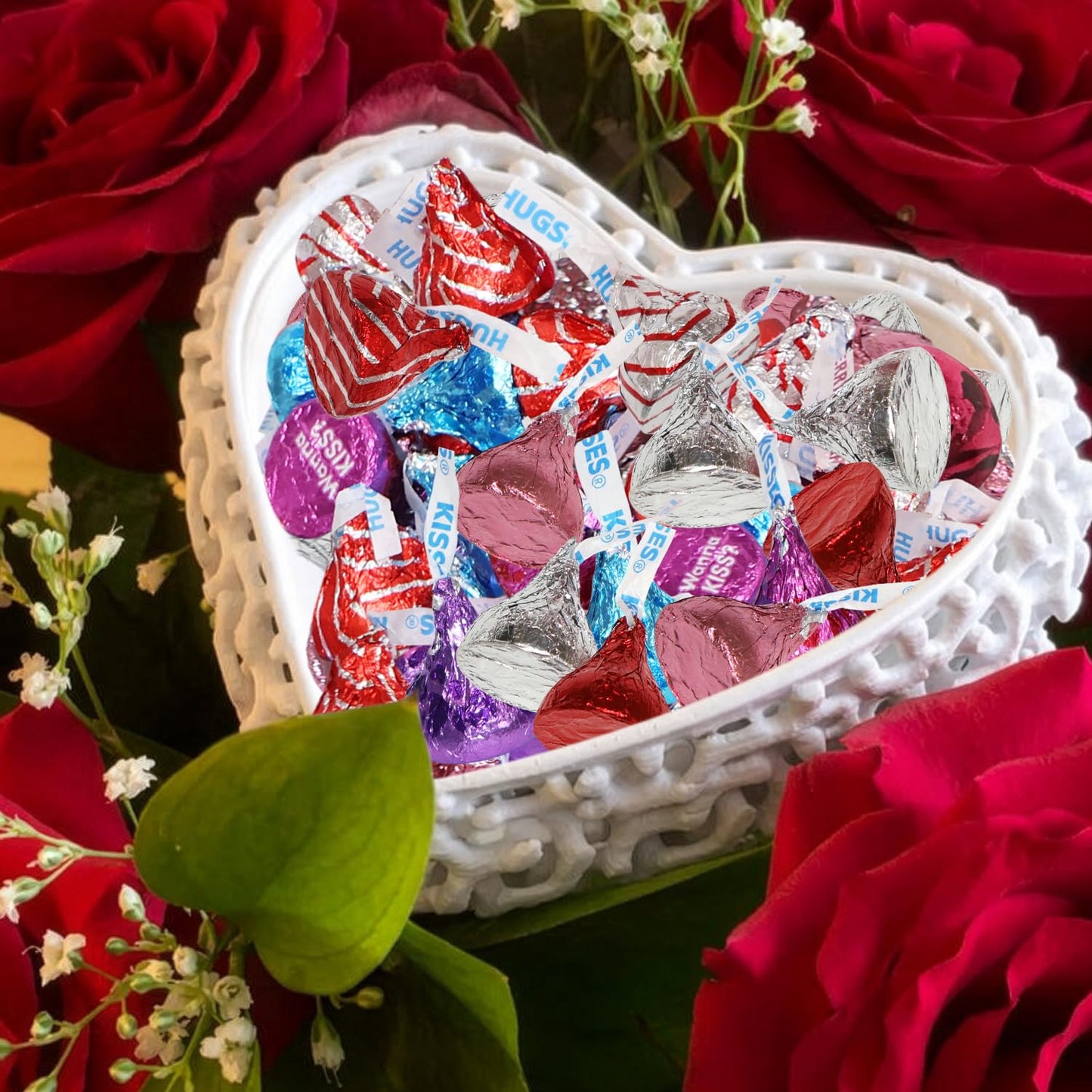 Valentine’s Day Variety Mix - 2 Pound Bulk Individually Wrapped Assorted Chocolates Candies, Valentine Milk Chocolate Candy for Parties, Gift Bags