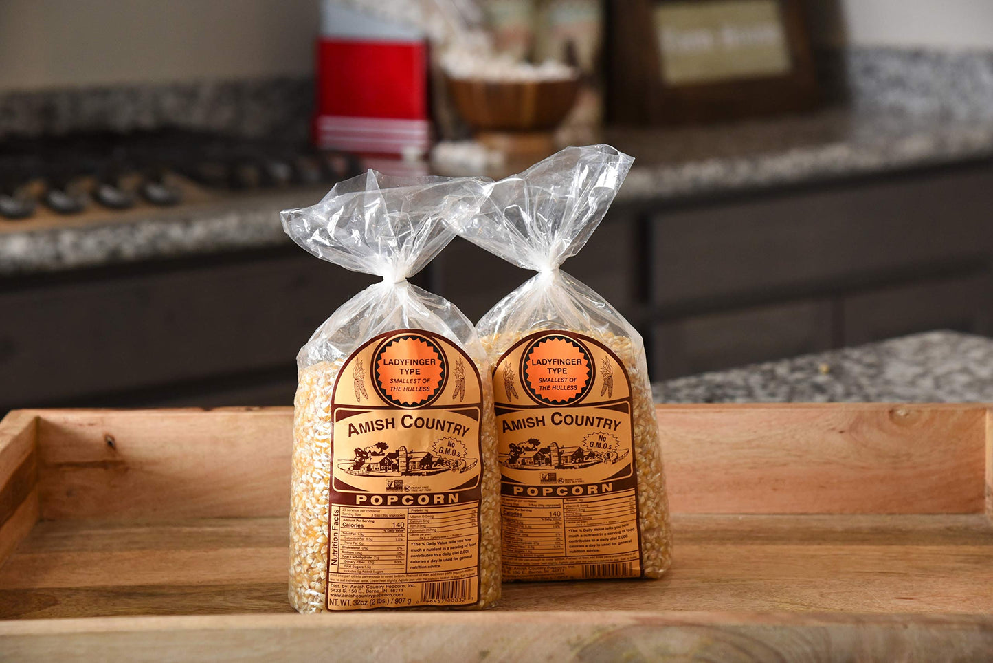Amish Country Popcorn | 2-2 Lb Bags - Ladyfinger Kernels | Old Fashioned, Non-GMO and Gluten Free