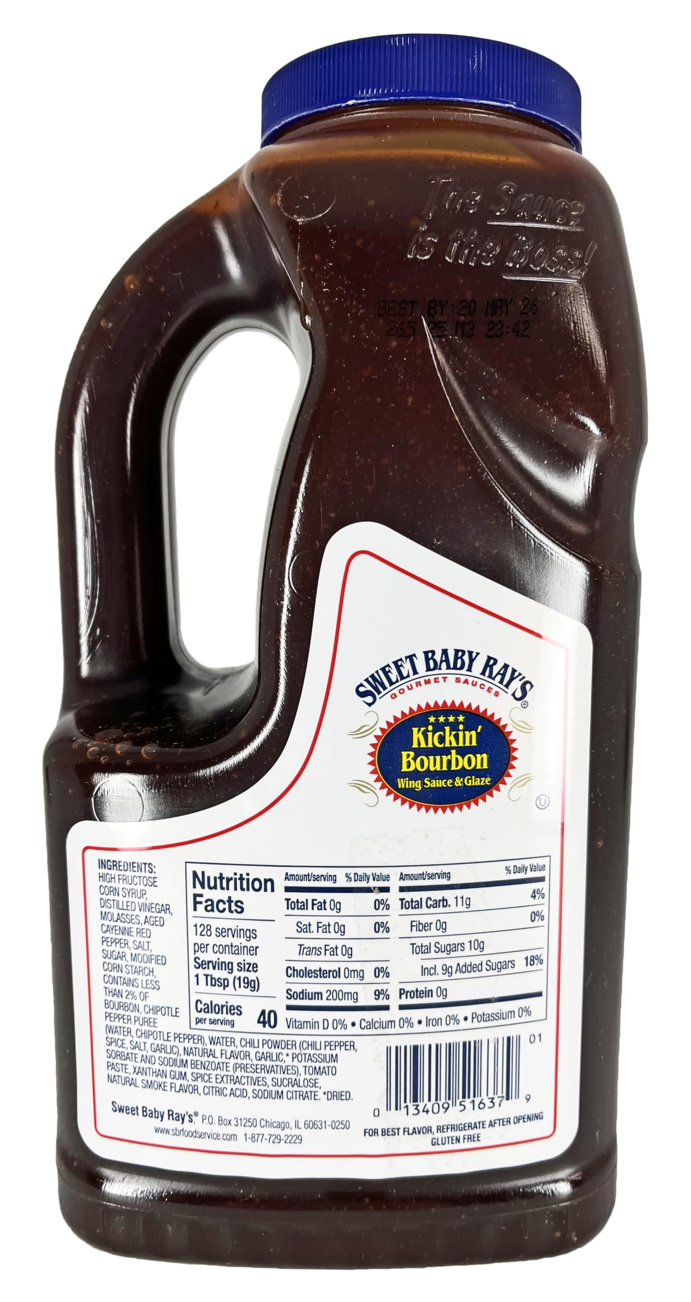 Sweet Baby Ray's Kickin Bourbon Wing Sauce & Glaze | Kosher | Gluten Free | 64 fl. oz.