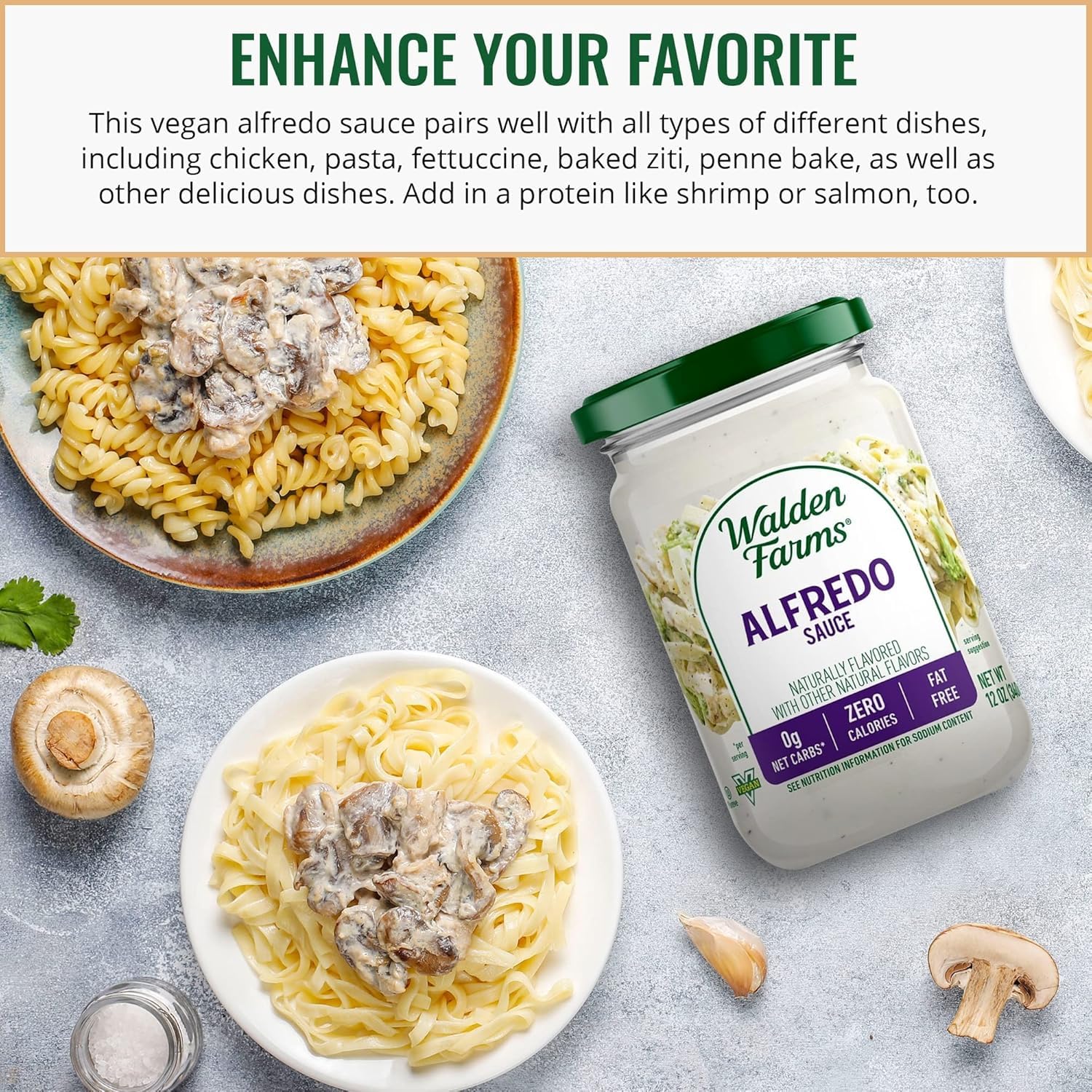 Walden Farms Alfredo Sauce - Zero Calorie, Sugar Free, Keto & No Carb Creamy Italian-Style Pasta Sauce - 6-Pack, 12 oz Bottles