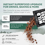 Wild Foods Organic Cocoa Powder Unsweetened for Baking & Cooking, Raw Cacao Powder, Organic Single-Origin Non-Dutched Dark Cocoa, 100% Pure, Non-GMO, Vegan Keto Superfood, Purity Tested, 12 oz