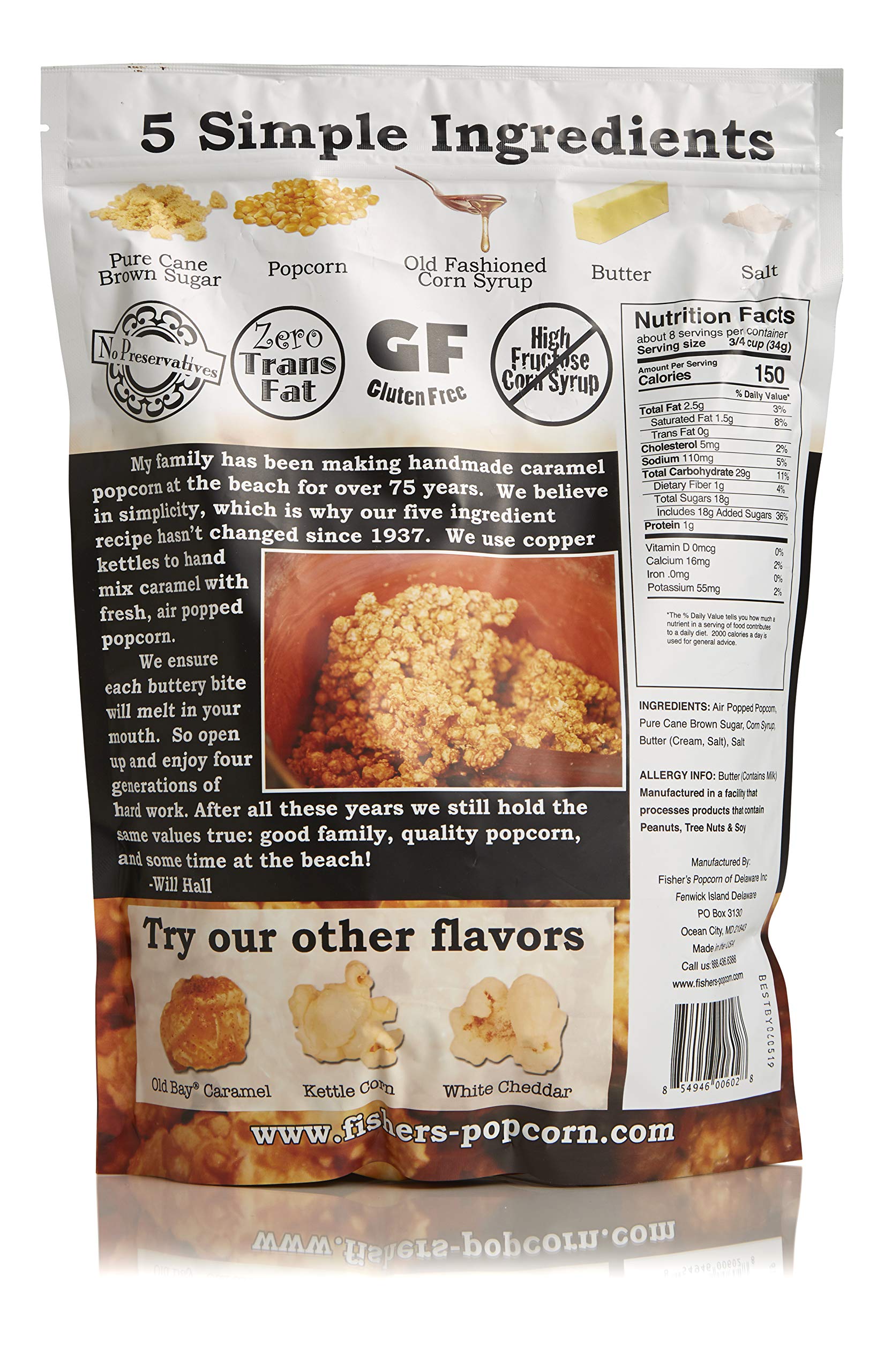 Fisher's Popcorn | Caramel Flavor | 10oz Bag | 4-Pack