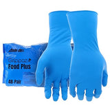 PIP Grippaz Food Plus 8 Mil Nitrile 12" Disposable Gloves 48-Pack, Fish Scale Grip, Enhanced Fatty Food Handling, Blue, Medium (67-308/M)