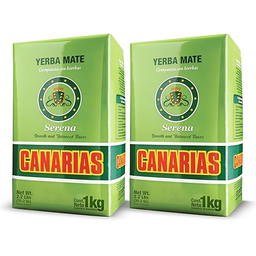 Canarias Serena Yerba Mate Tea - Herbal Yerba Mate with Melissa, Passionflower & Mint - Ground Leaf Mate - Smooth & Balanced Flavor - 1 kg (Pack of 2)
