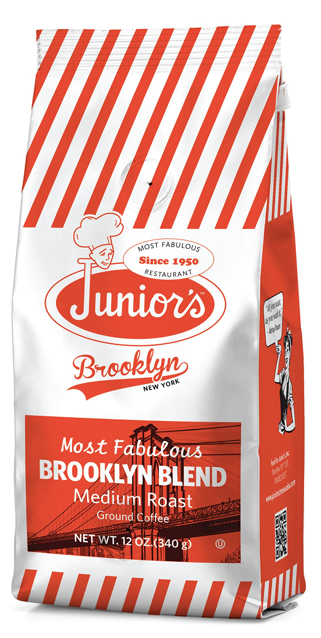 Junior's Most Fabulous Ground Coffee, 12 oz (Brooklyn Blend, 6 bags)