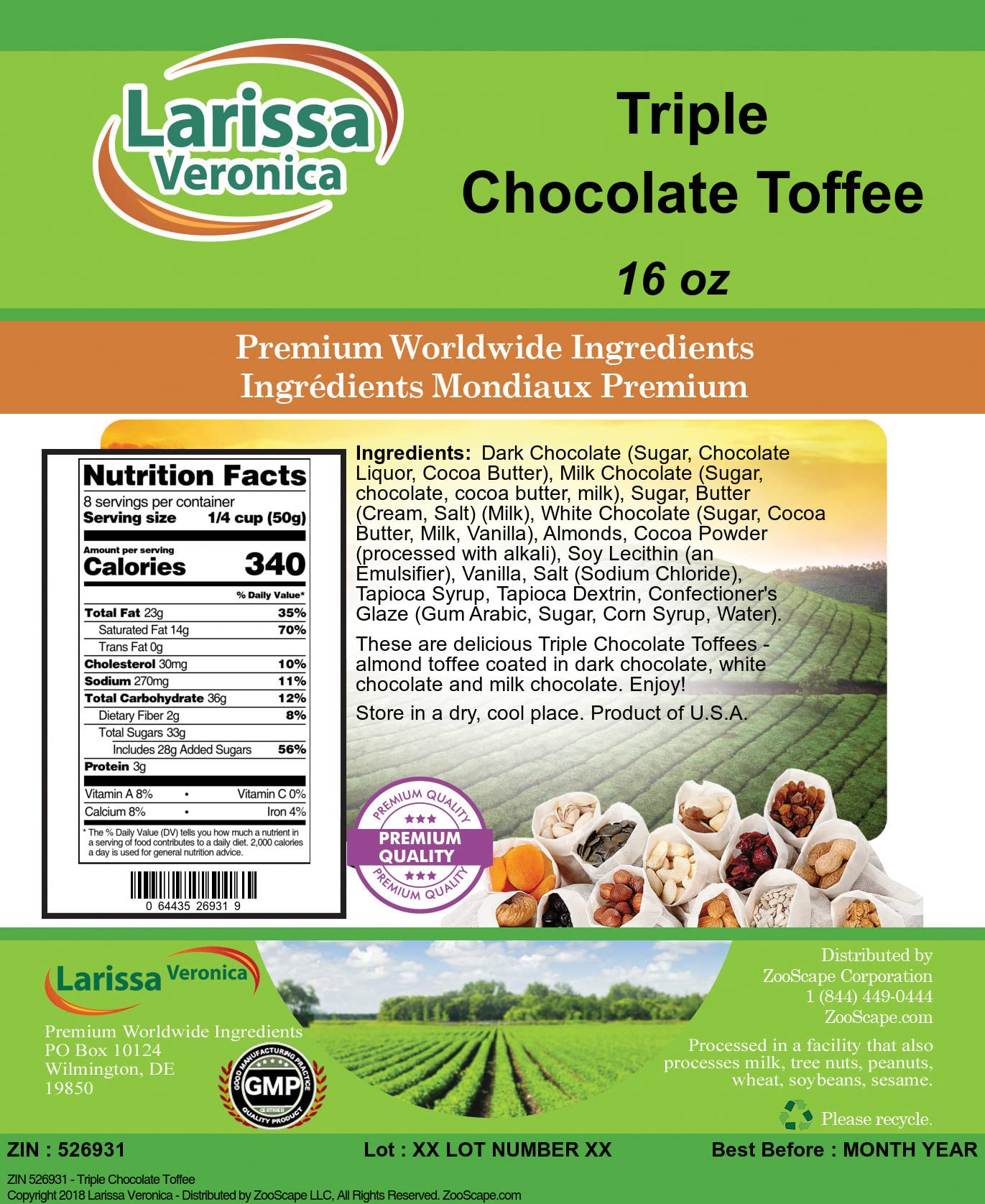 Triple Chocolate Toffee (16 oz, ZIN: 526931) - 3 Pack