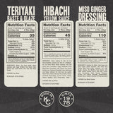 Gojo Japanese Steakhouse Sauce Variety Pack, Hibachi Sauce Gift Set with Teriyaki Glaze, Original Yellow Sauce and House Miso Ginger Dressing, 3 x 12