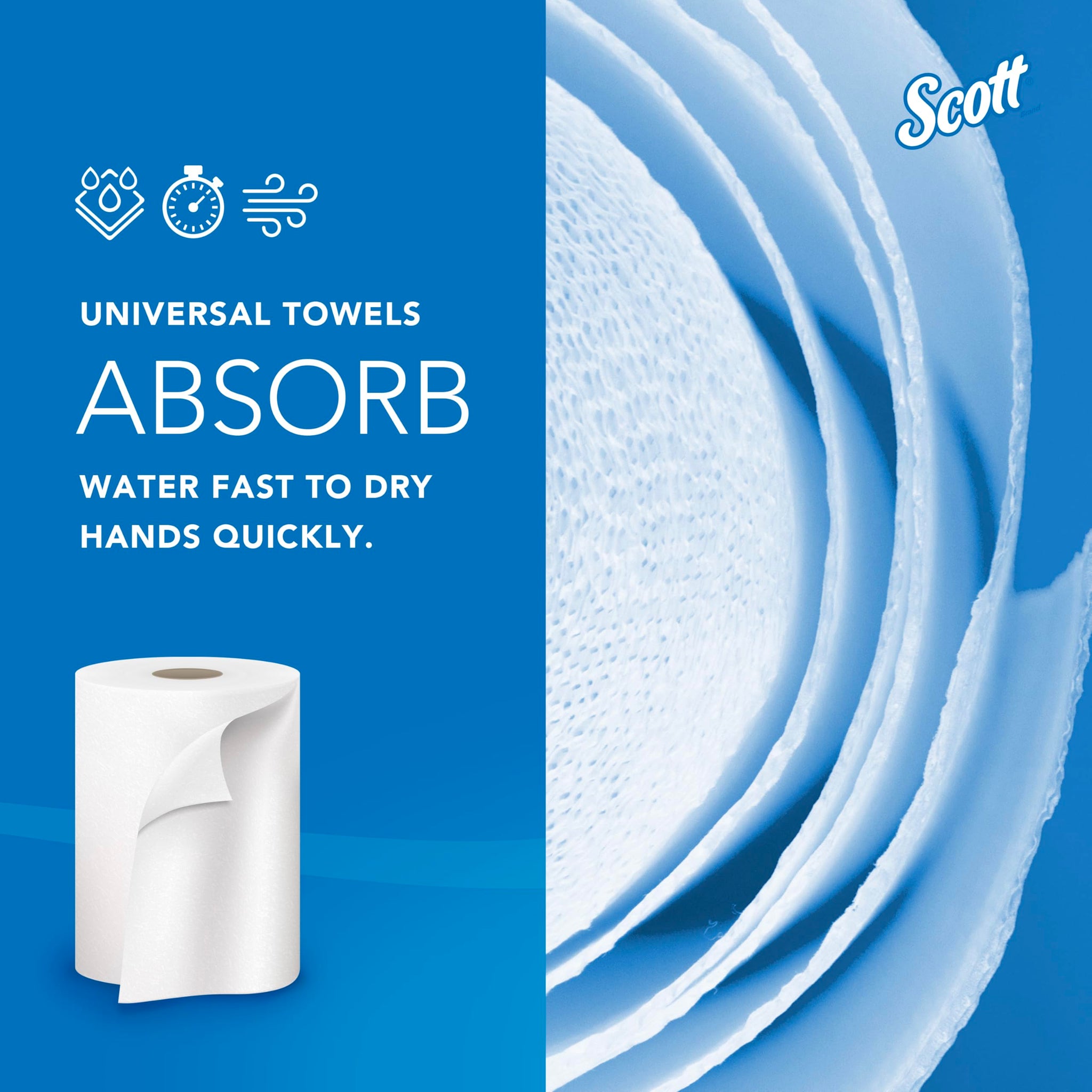 Scott Professional Essential Universal Hard Roll Paper Towels, Bulk (01040), Hardwound 1.5' Core, Absorbency Pockets, White (12 Rolls at 800' Each