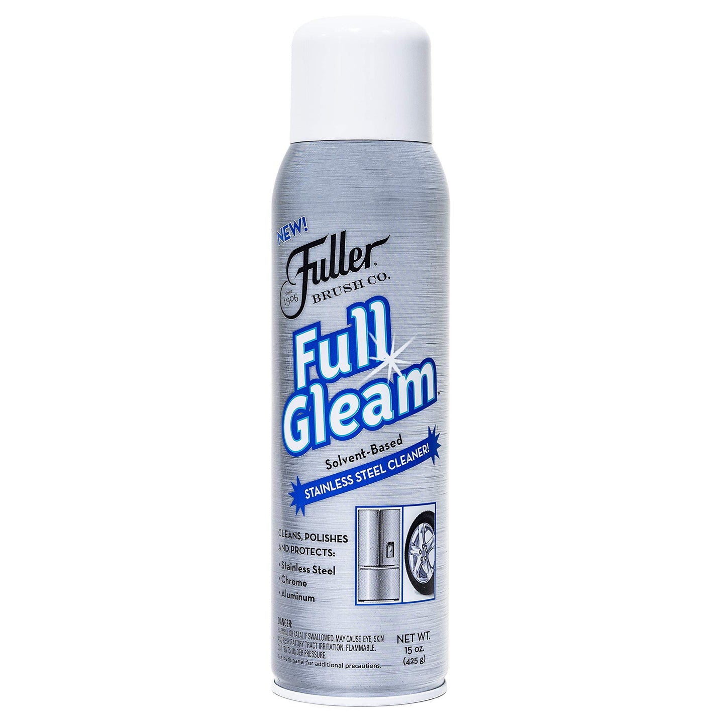 Fuller Brush Full Gleam Stainless Steel Cleaner - 15 oz Spray for Appliances, Chrome, Aluminum & Sinks - Cleans, Polishes & Protects Metal Surfaces