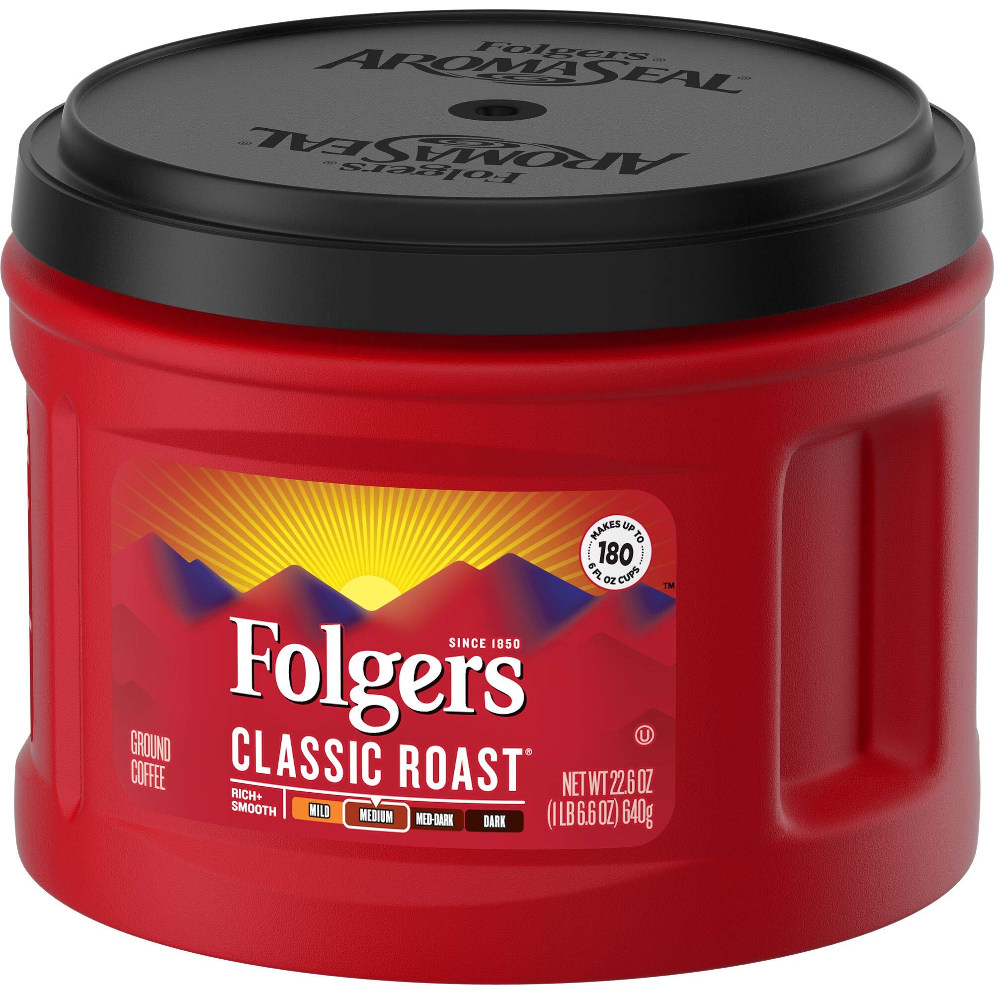 Folgers Classic Roast Medium Roast Ground Coffee, 22.6 Ounces