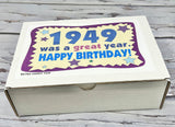 RETRO CANDY YUM ~ 1949 77th Birthday Gift Box of Nostalgic Candy Assortment from Childhood for 77 Year Old Men and Women Born 1949 Jr