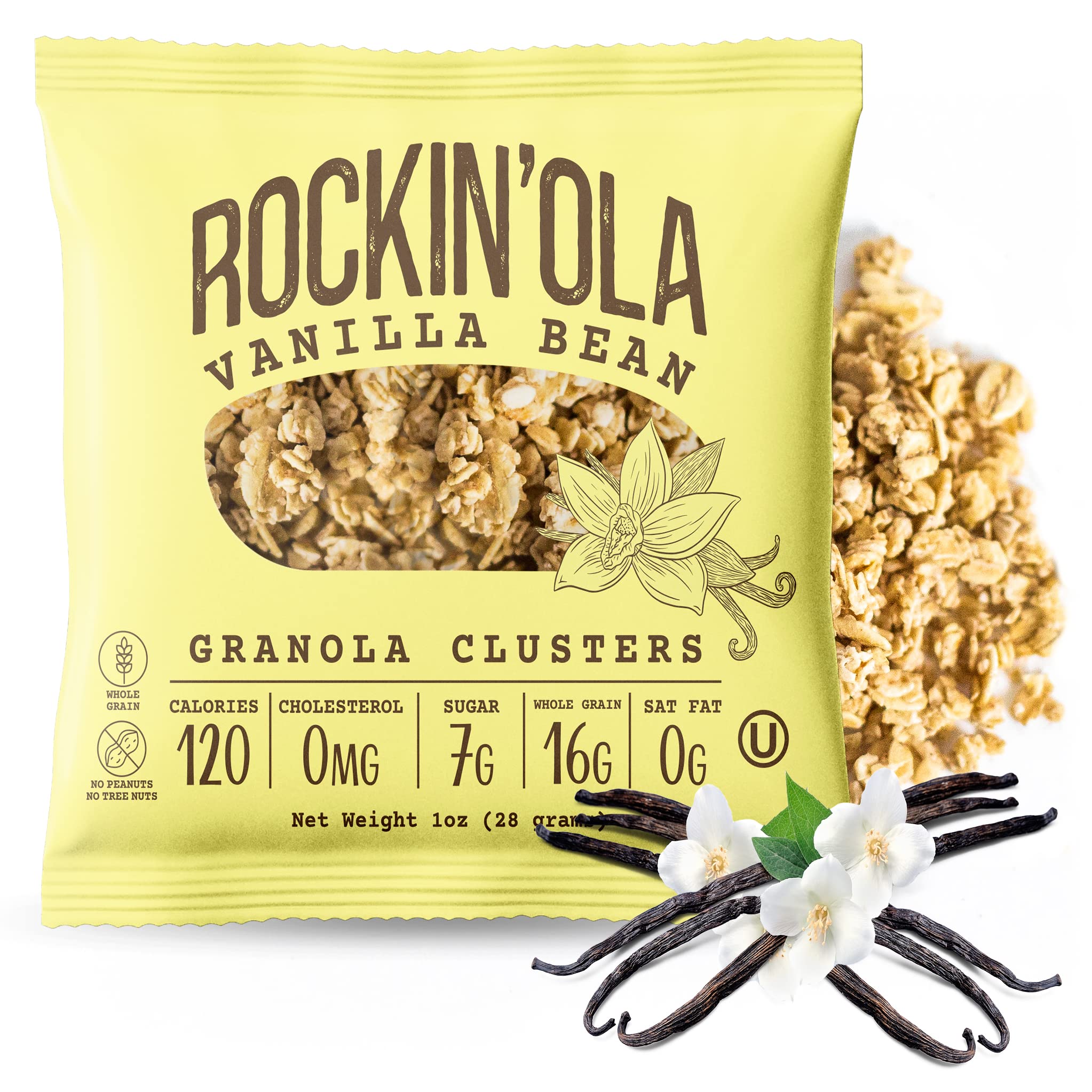 Rockin'Ola Granola Clusters, Quick Breakfast Snack, Allergen Free, No Artificial Flavors, Colors or Preservatives, On-The-Go Healthy Snack Packets (25