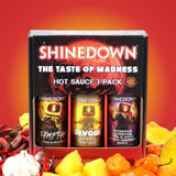 Shinedown Mini Hot Sauce Variety Pack Gift Set, Taste Of Madness 3pc 1.75 oz - Symptom, Devour, Attention Attention This Is Hot - All Natural Hot