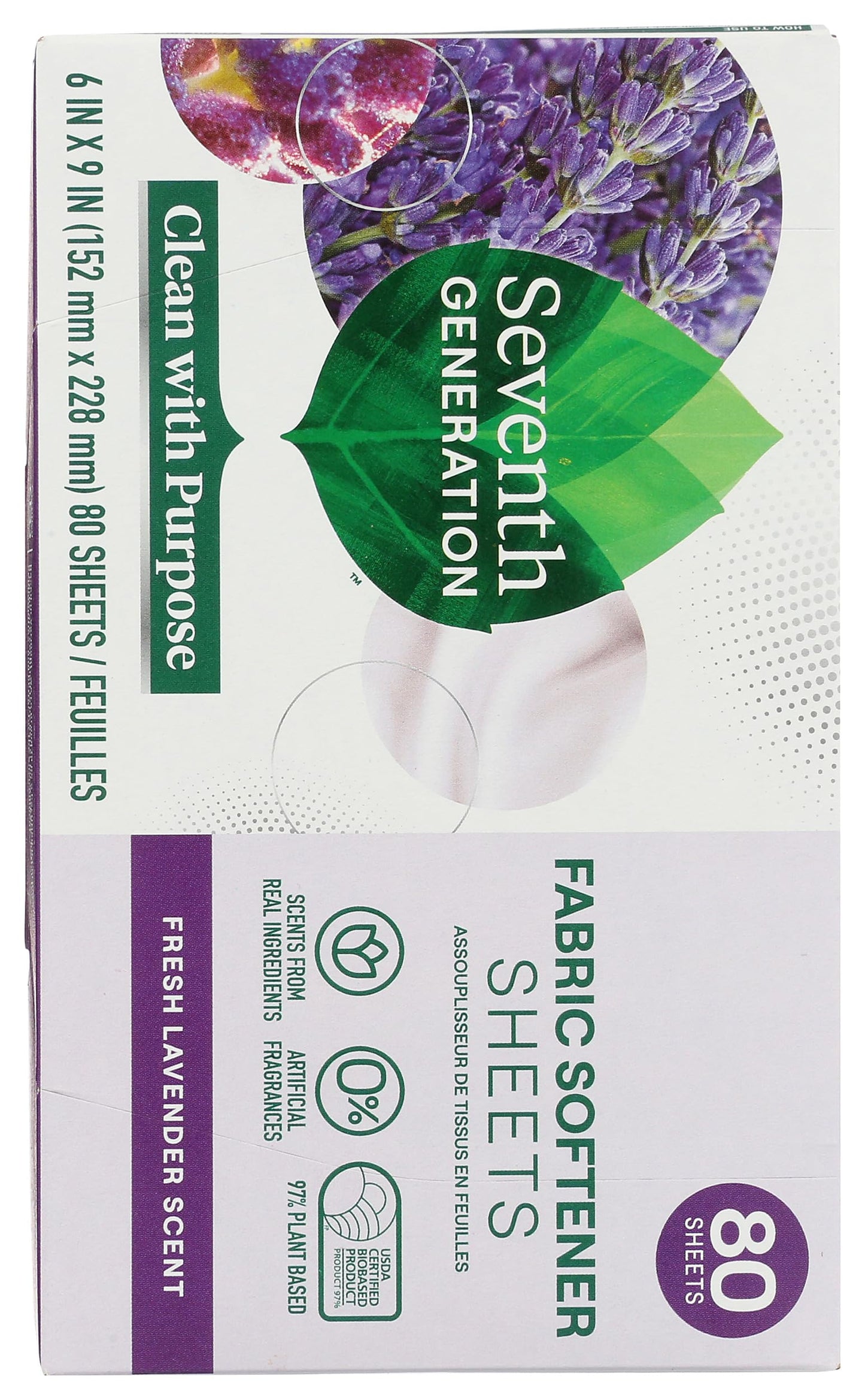 Seventh Generation, Fabric Softener Sheets Lavender, 80 Count
